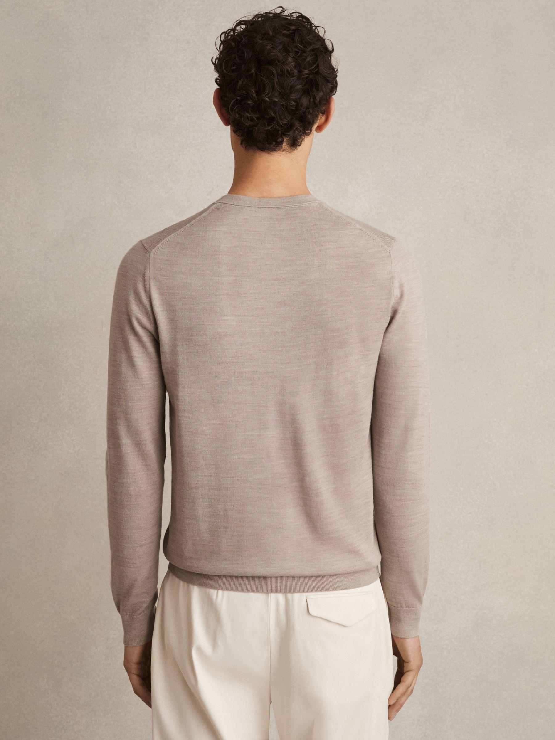 Merino Wool Crew Neck Jumper in Wheat Melange Product Image
