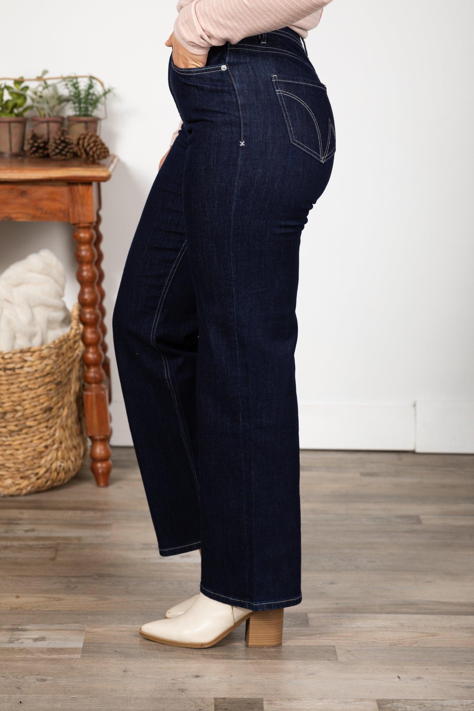 Mica Dark Wash High Rise Straight Leg Jeans Product Image