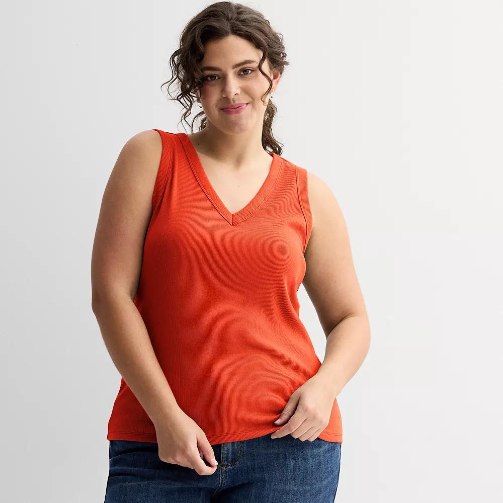 Plus Size Sonoma Goods For Life® Ribbed V-Neck Tank Top, Women's, Size: 4XL, Peri Phlox Product Image