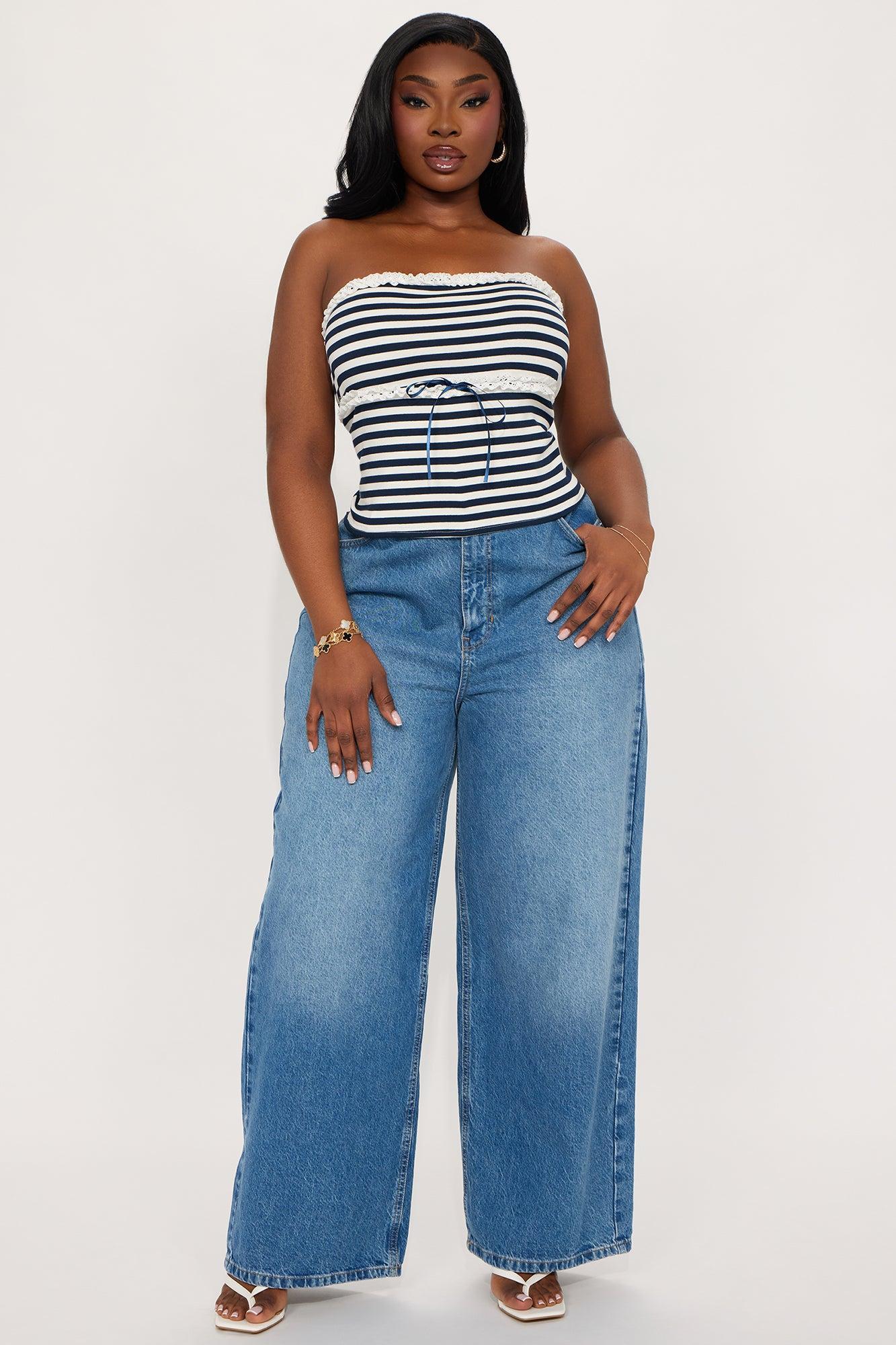Boat Day Tube Top - Navy/combo Product Image