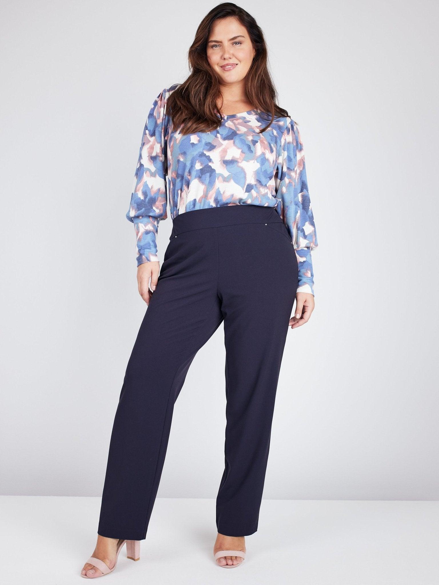 Roz & Ali Secret Agent Pull On Tummy Control Pants Cateye Pockets With Rivets - Plus Product Image