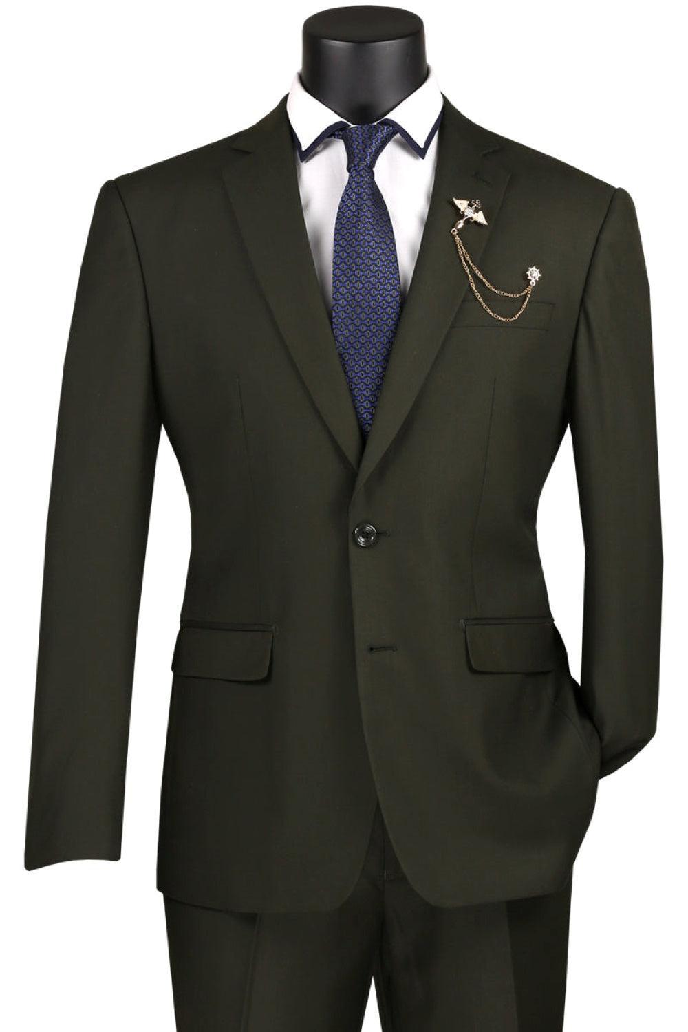 Slim Fit Men's Suit 2 Piece 2 Button in Olive Male Product Image