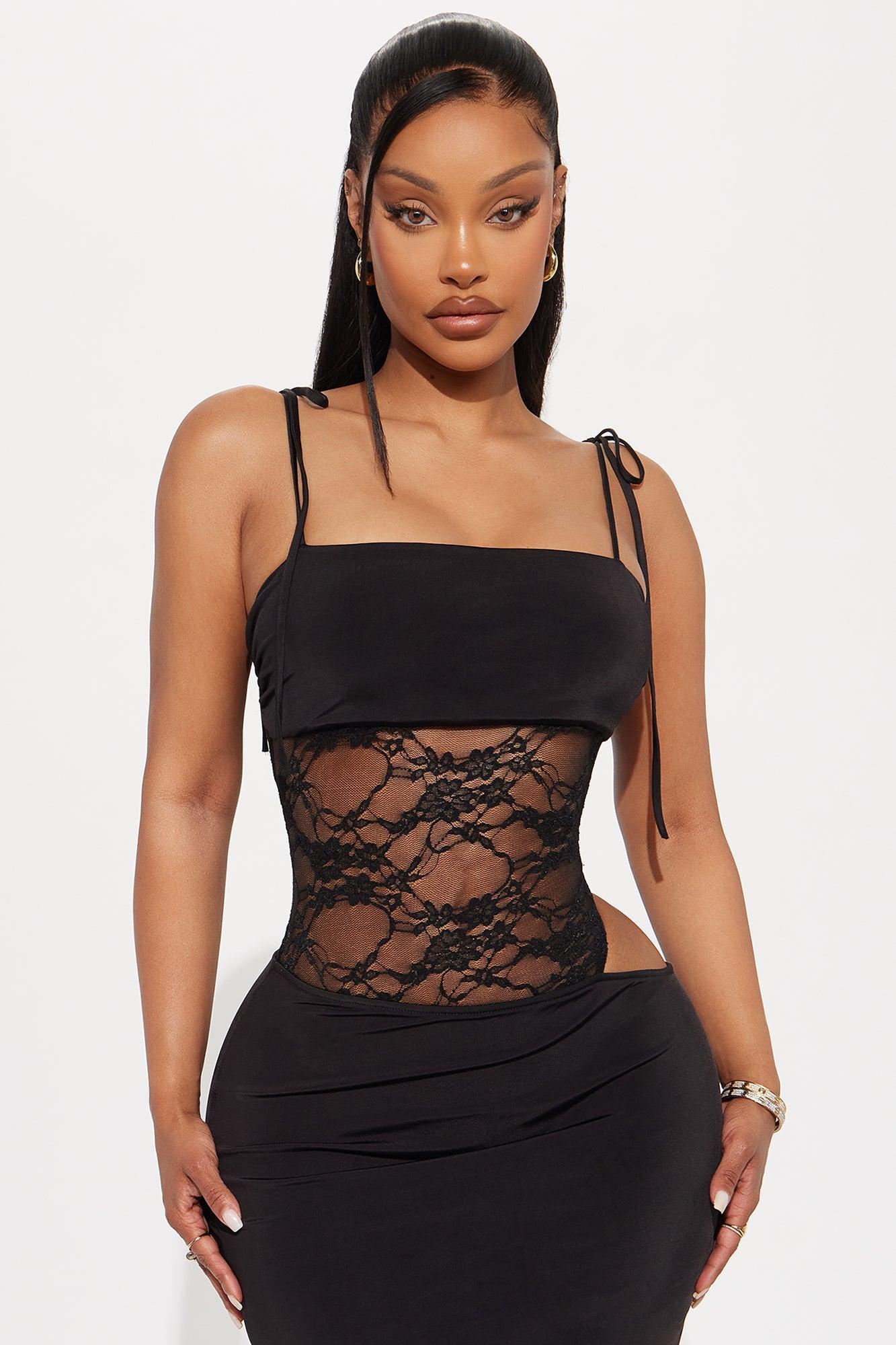 Brina Lace Cut Out Maxi Dress - Black Product Image