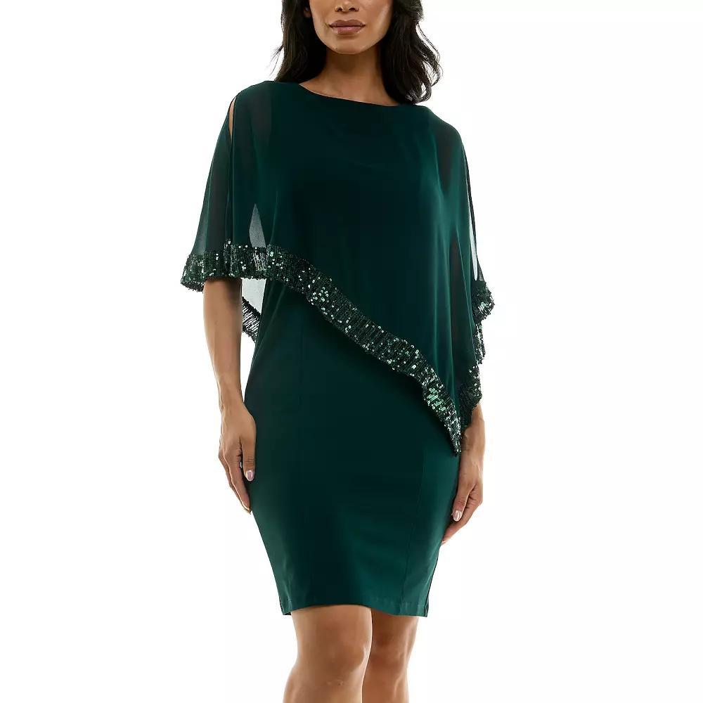 Women's Nina Leonard Popover Chiffon Shift Dress, Size: Small, Nina Red Product Image