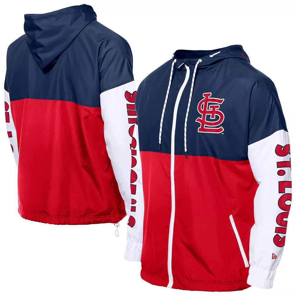 Men's New Era  Red/Navy St. Louis Cardinals Color Block Full-Zip Hoodie Windbreaker, Size: 2XL Product Image