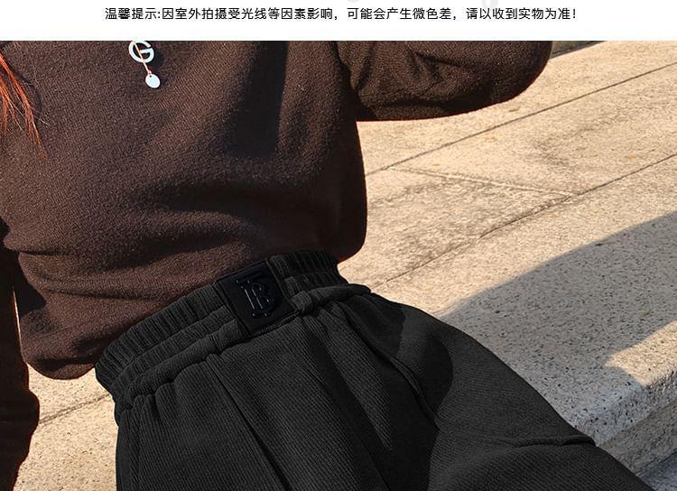 High Waist Plain Corduroy Wide Leg Shorts Product Image