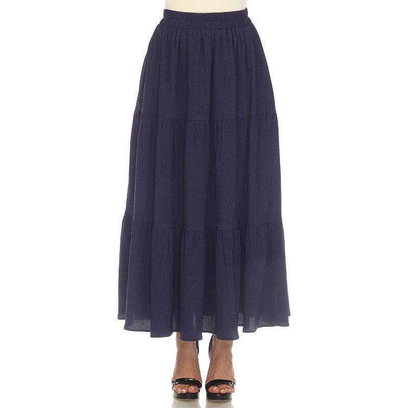 White Mark Womens Pleated Tiered Maxi Skirt Product Image
