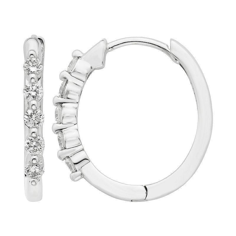 Made For You 10k Gold 1/4 Carat T.W. GSI Certified Lab-Grown Diamond Hoop Earrings, Women's, 10k Whgold Product Image