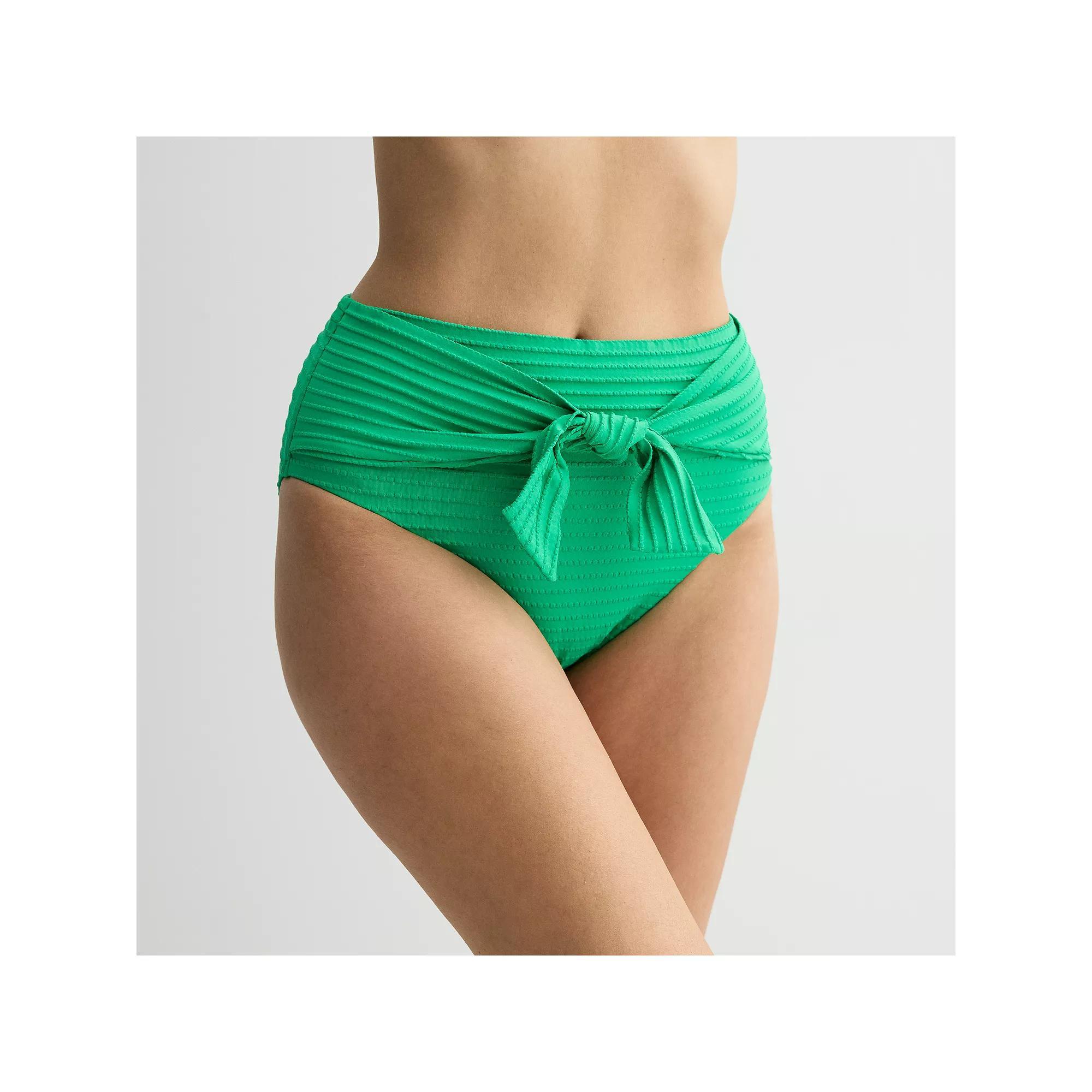Women's Freshwater Bow Tie High Waist Swim Bottoms, Size: XXL, Green Product Image