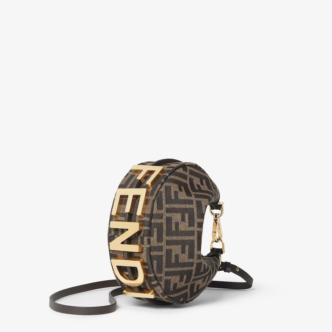 Fendigraphy MiniBrown FF jacquard fabric mini bag Product Image