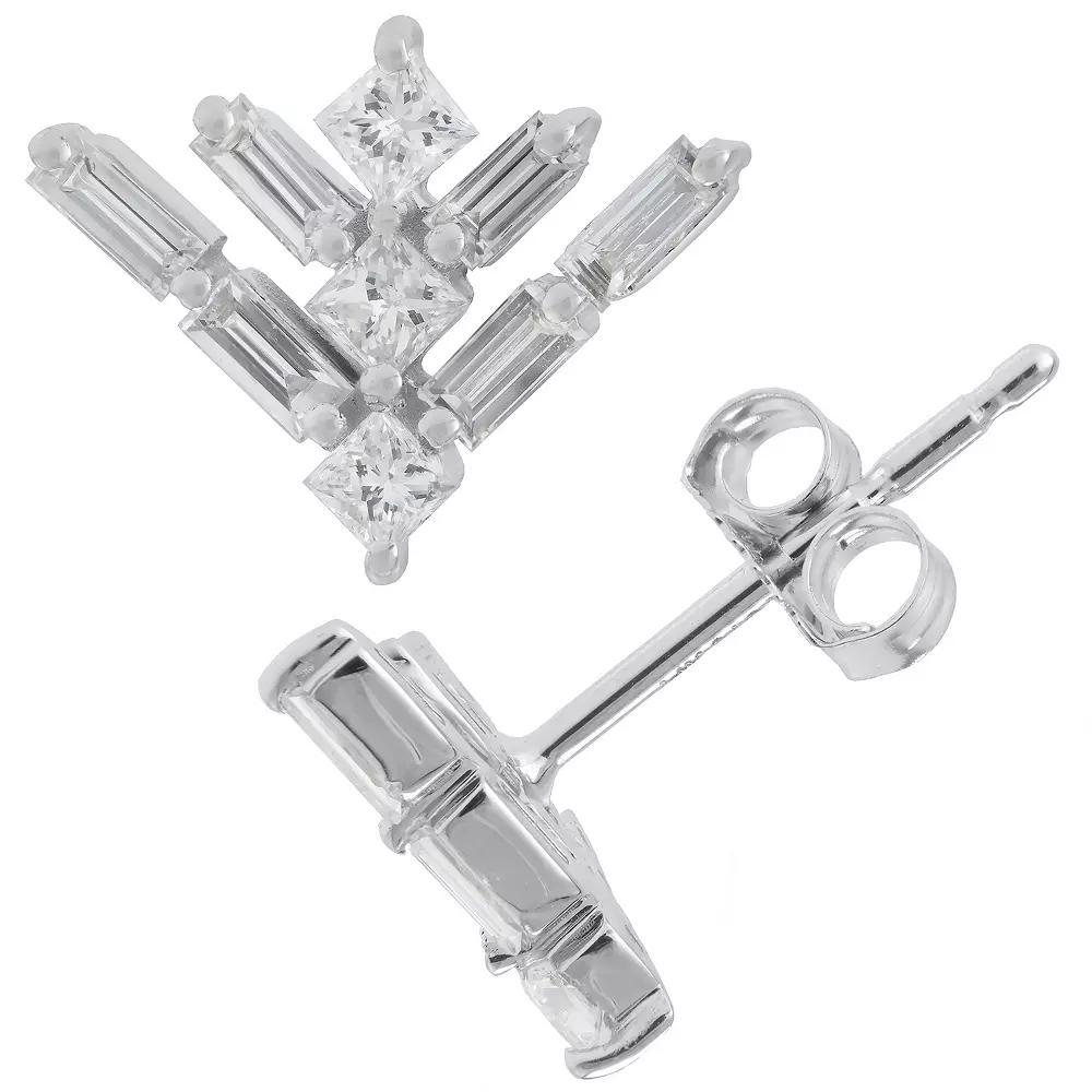 Luxle 14k White Gold 3/8 Carat T.W. Diamond Double Chevron Stud Earrings, Women's Product Image