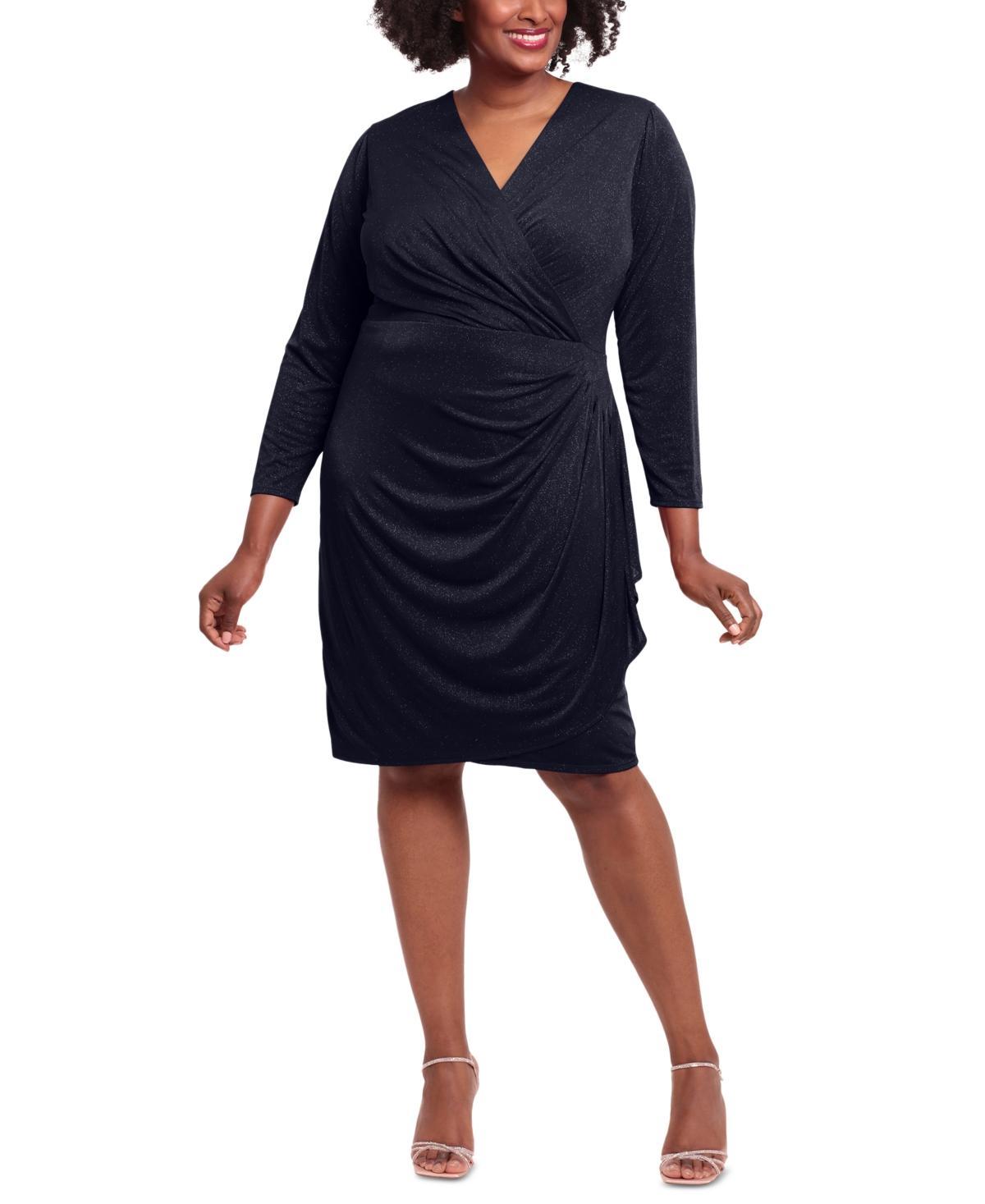Plus Size London Times Wrap Cascade Dress, Women's, Size: 20 W, Red Product Image