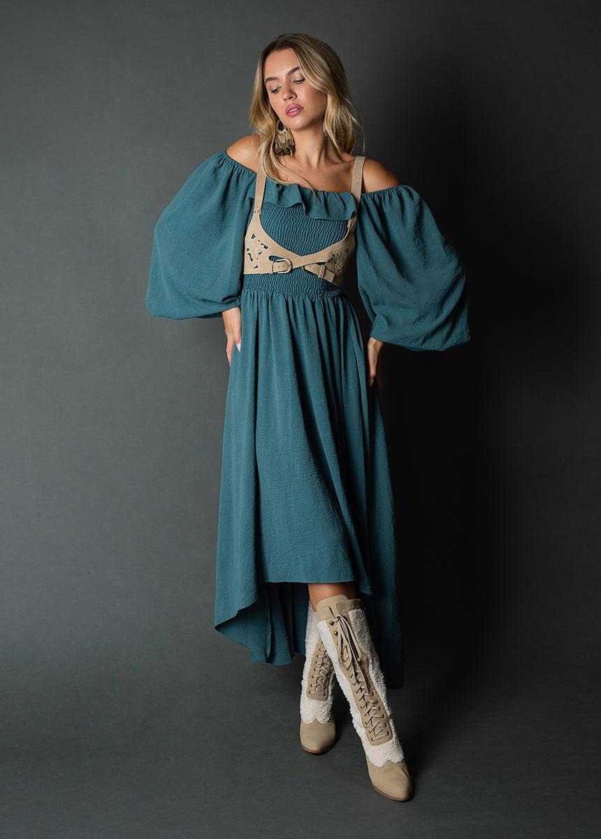 Odette Dress in Dusty Teal Female Product Image