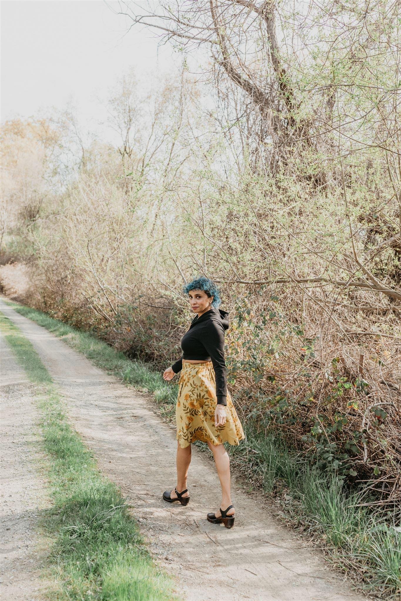 Bae Skirt in Mustard Marigold Linen Product Image