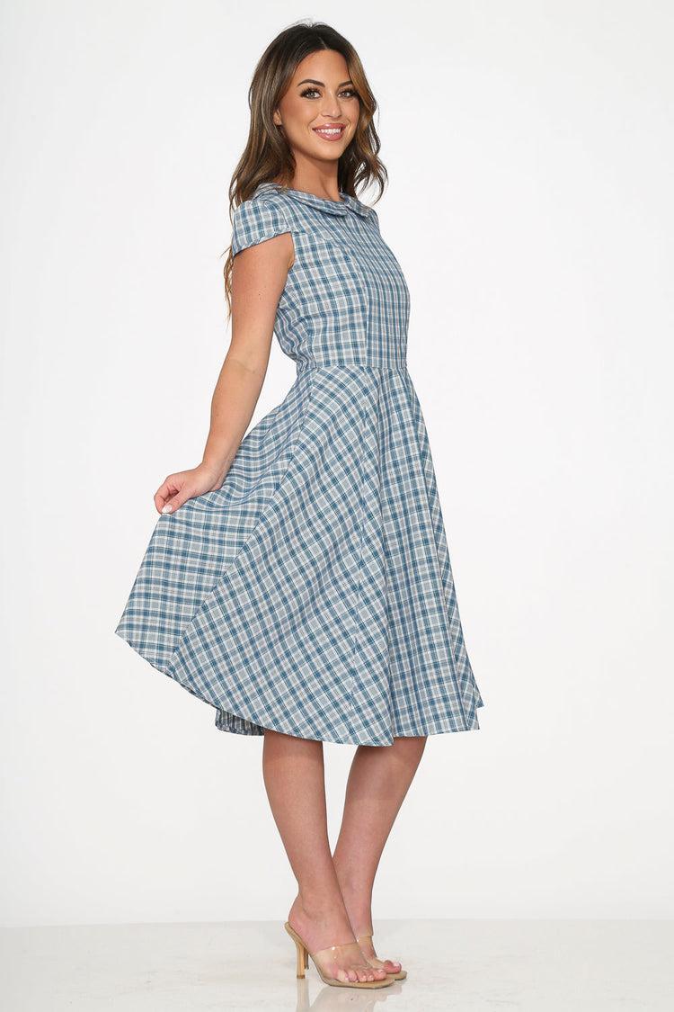 Blue Plaid Swing Dress Product Image