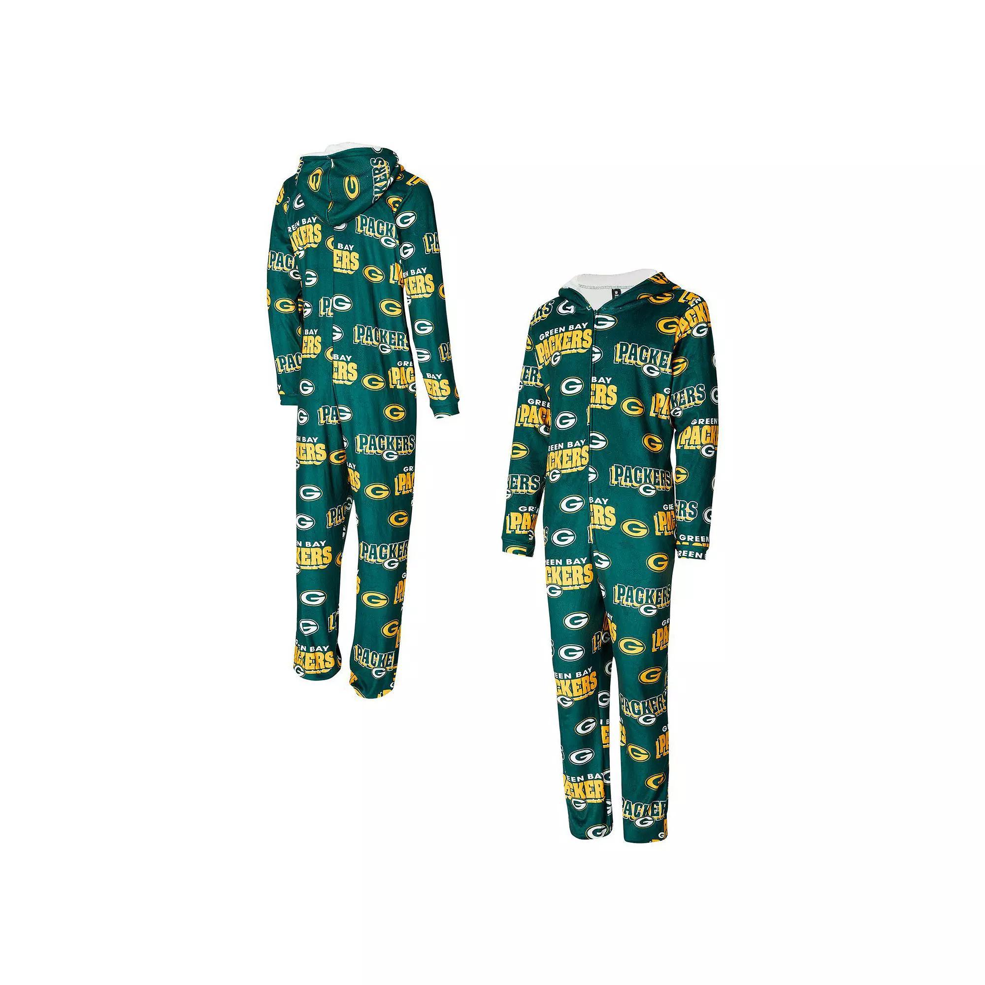 Women's Concepts Sport Green Green Bay Packers  Roadway Allover Print Microfleece Full-Zip Union Suit, Size: XL Product Image