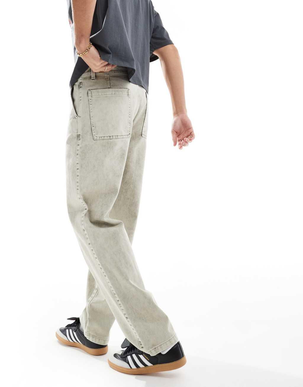 ASOS DESIGN straight leg pants in light gray wash Product Image