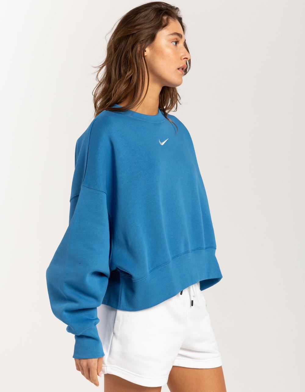 NIKE Sportswear Womens Oversized Crop Crewneck Sweatshirt - MEDIUM BLUE Product Image
