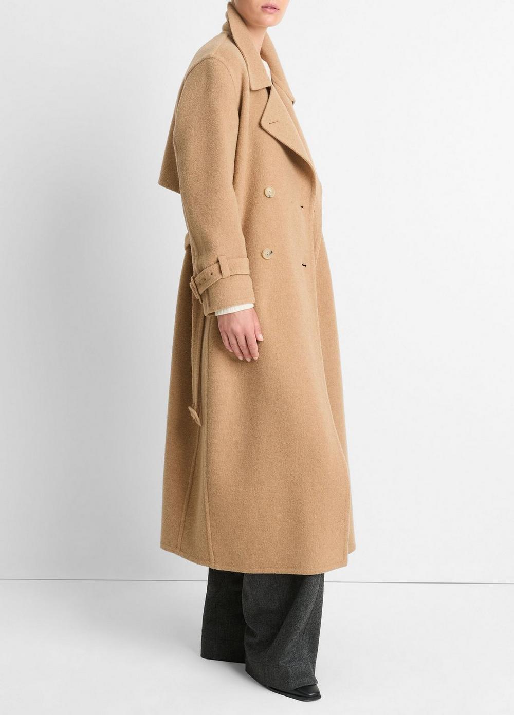 Womens Lofty Italian Wool-Blend Belted Long Coat, Camel, Size L Vince Product Image