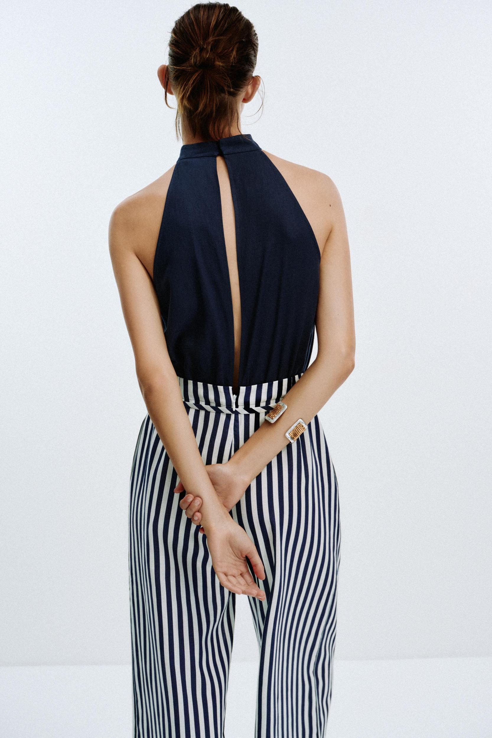 LINEN BLEND LONG JUMPSUIT Product Image