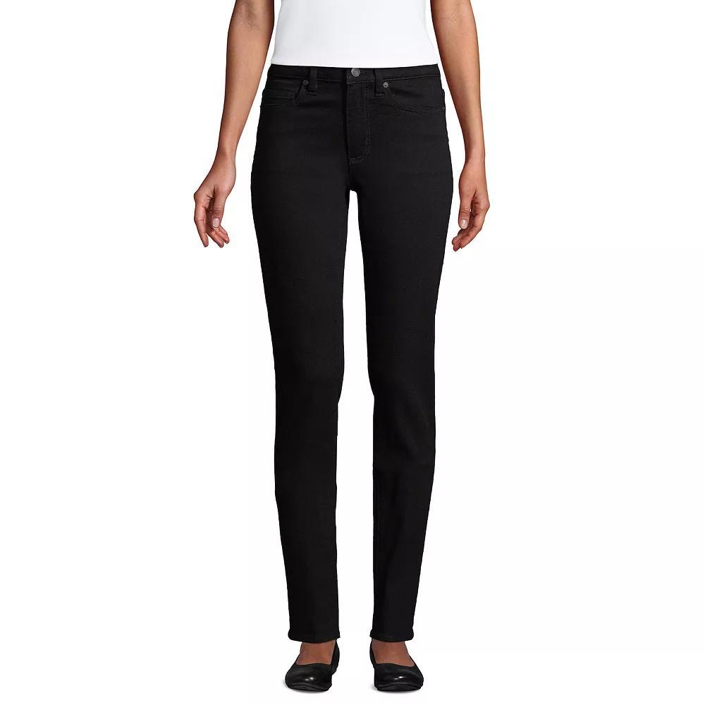 Women's Tall Lands' End Midrise Straight-Leg Jeans, Size: 12X32, Black Product Image