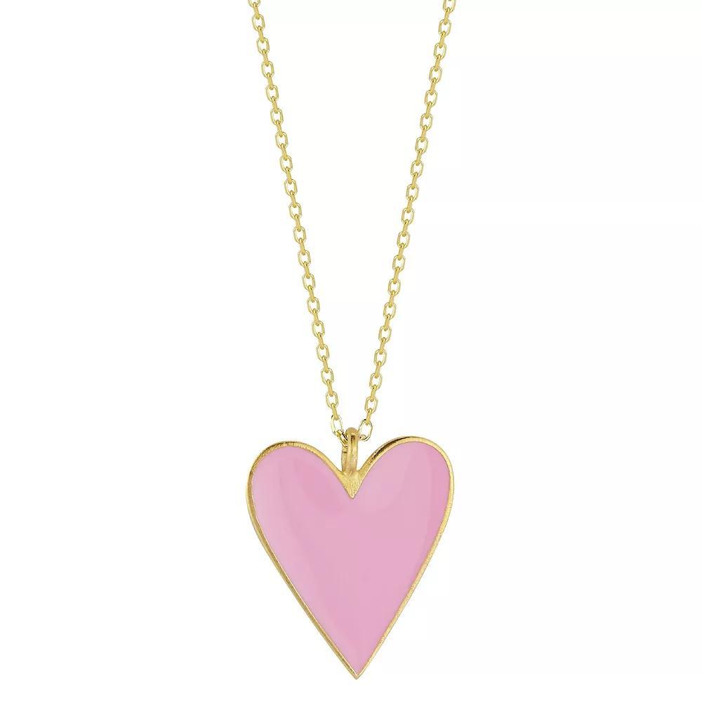 Sunkissed Sterling 14k Gold Over Silver Enameled Heart Pendant Necklace, Women's, Size: 18", Pink Product Image