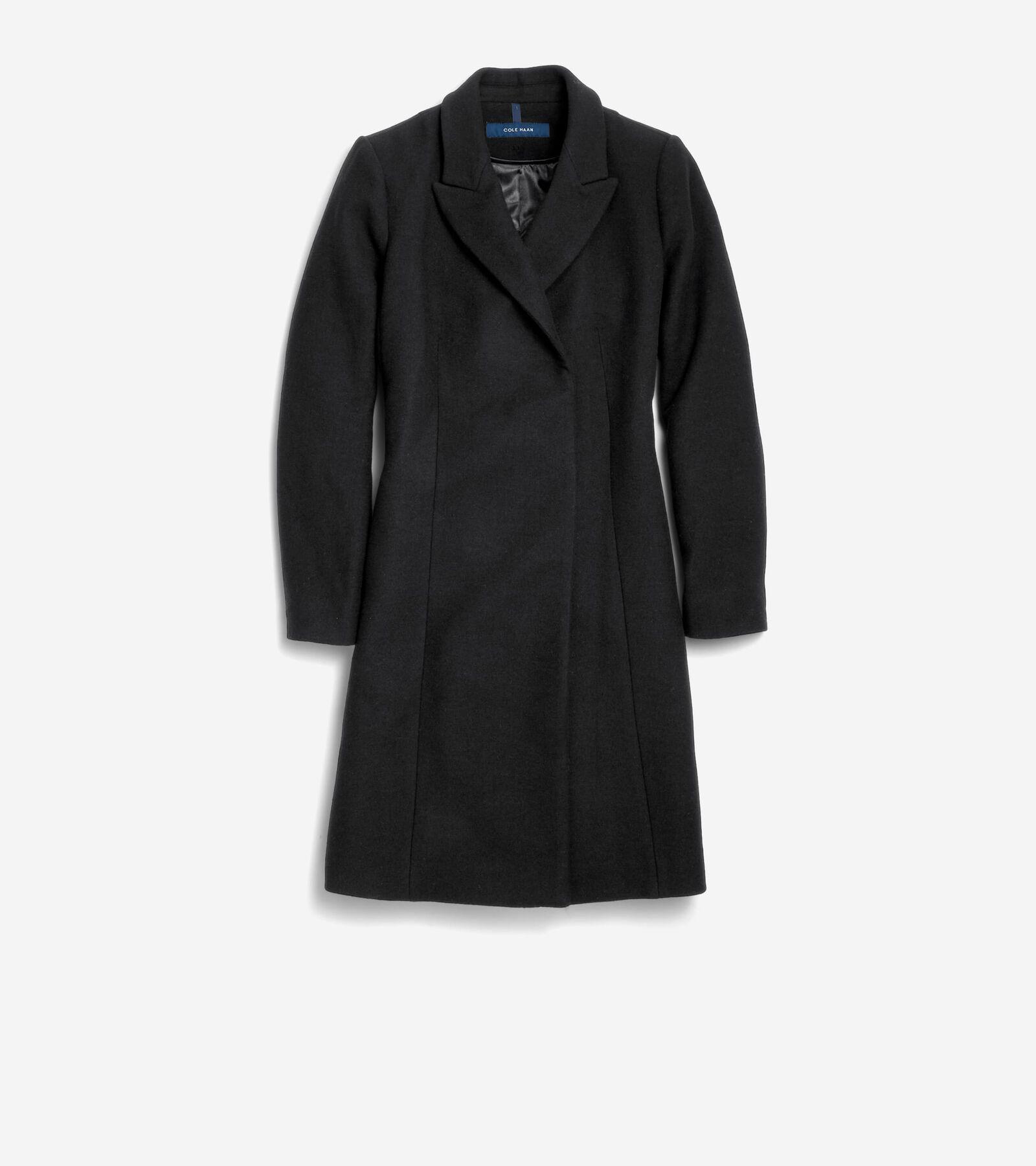 Cole Haan Womens Asymmetrical Peak Lapel Coat - Blue Size 4 Product Image