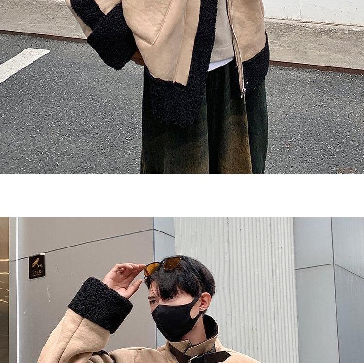 Stand Collar Fleece Lined Zip Oversize Jacket Product Image
