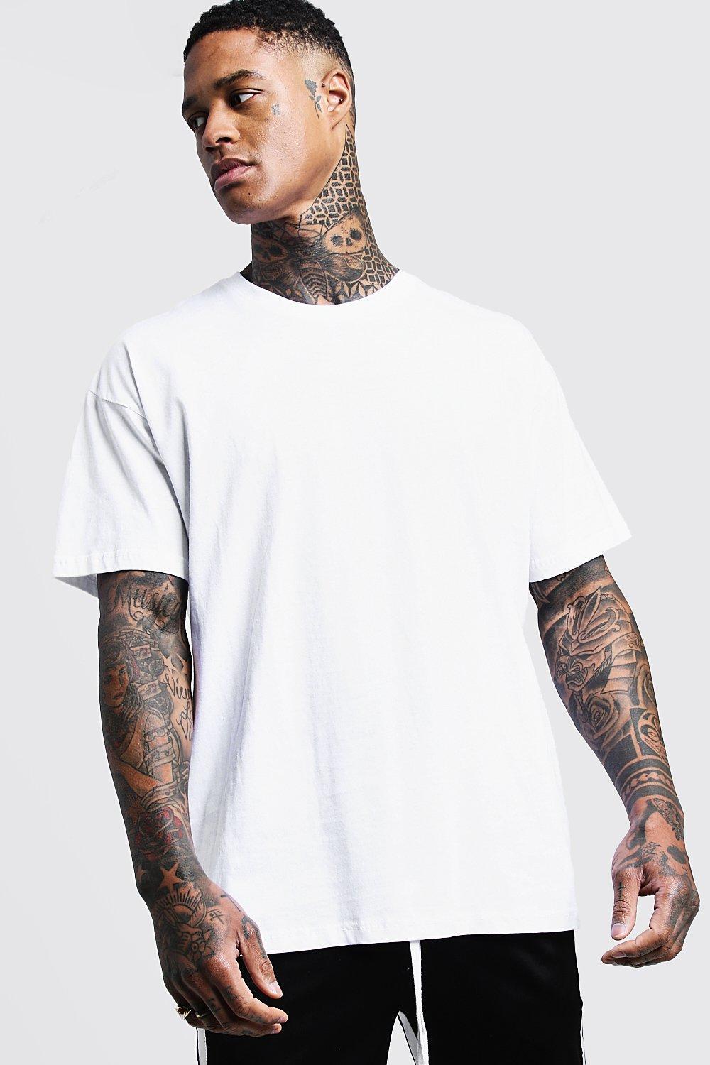 Mens Basic Oversized Crew Neck T-shirt - White Product Image