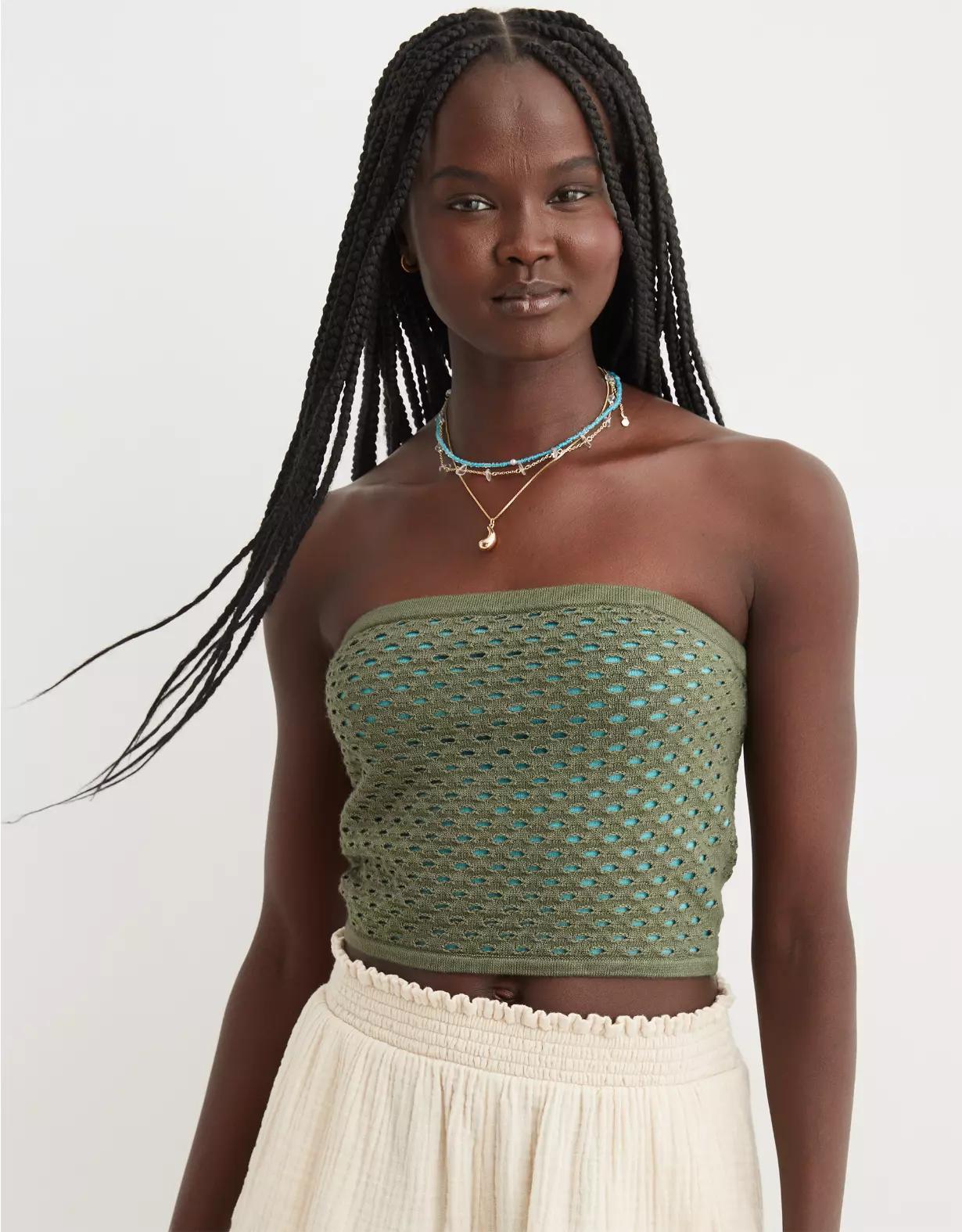 Aerie Crochet Sweater Tube Top Product Image