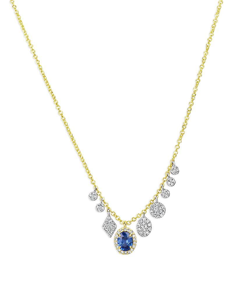 MEIRA T 14k White & Yellow Gold Blue Sapphire & Diamond Dangle Pendant Necklace, 18-20 In Blue/gold Product Image