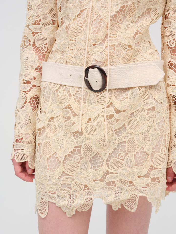 Coco Lace Long Sleeve Mini Dress — Ivory Product Image