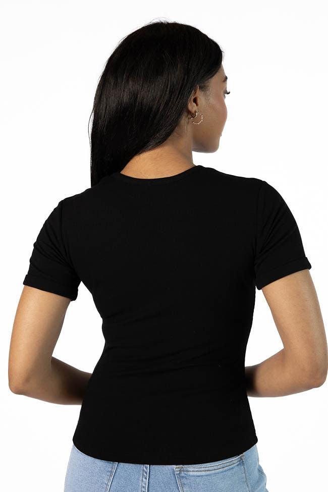 Everyday Essential Black Ribbed Crew Neck Tee FINAL SALE Product Image
