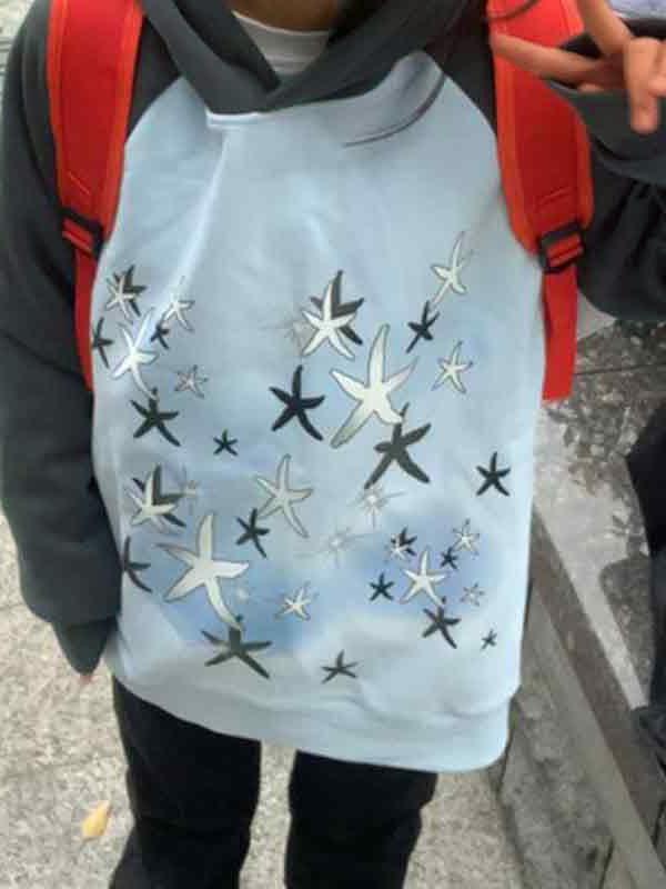 Starfish Print Raglan Oversized Hoodie Product Image
