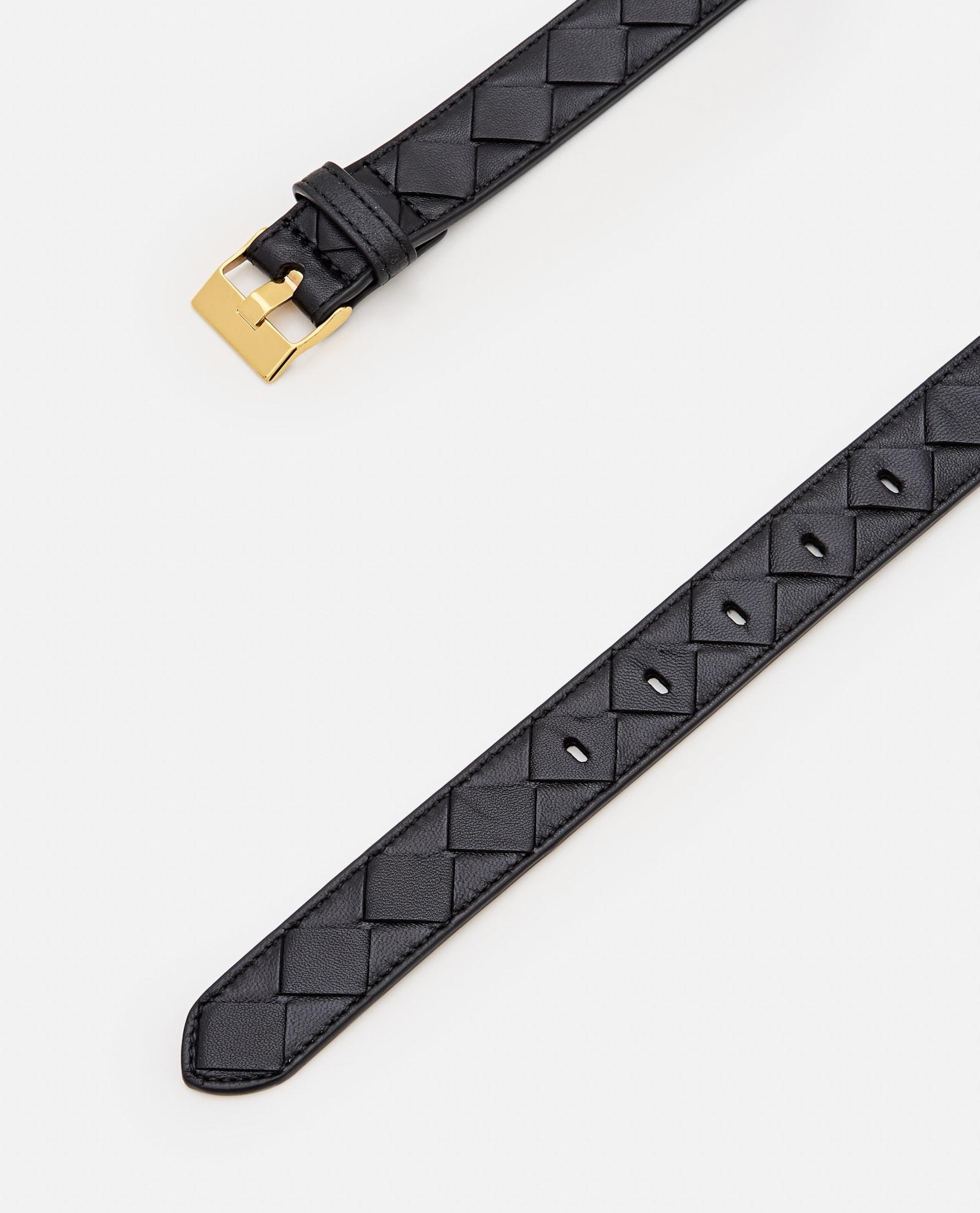 BOTTEGA VENETA Intreccio Leather Belt In Black Product Image