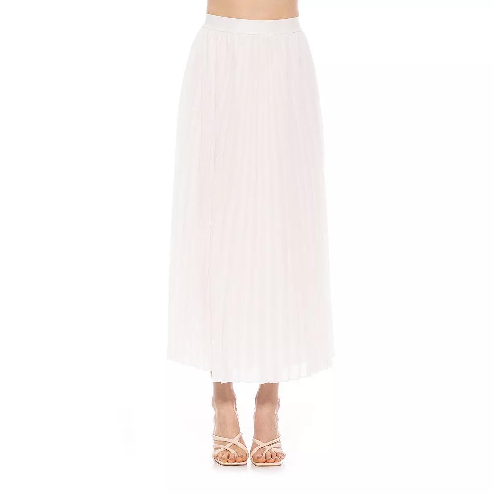 Women's ALEXIA ADMOR Kesia Pleated Midi Skirt, Size: 10, Ivory Product Image