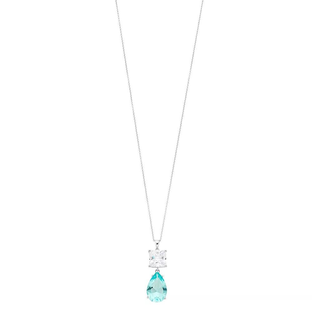 Rosabella Sterling Silver Blue & White Cubic Zirconia Pendant, Women's, Size: 18" Product Image