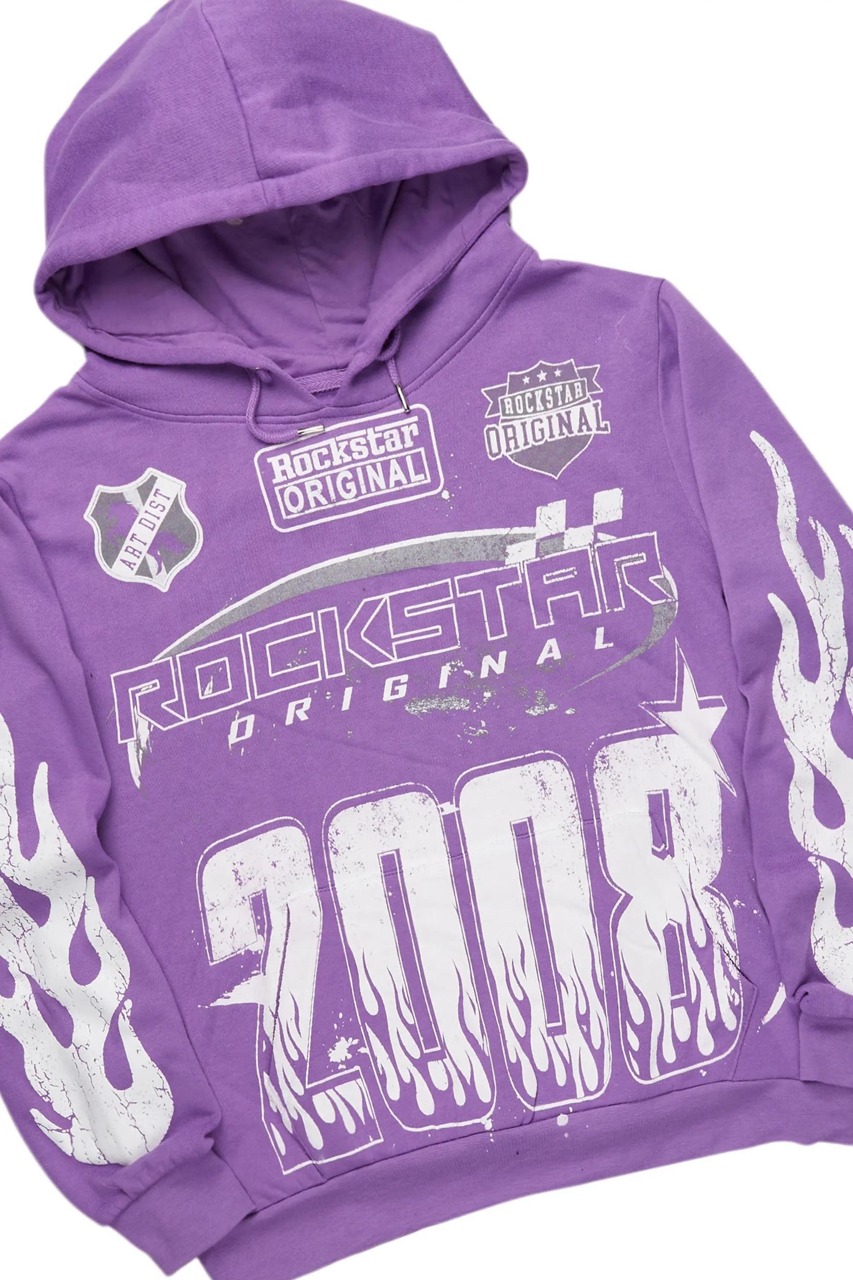 Amos Purple Hoodie/Baggy Track Pant Set Male Product Image