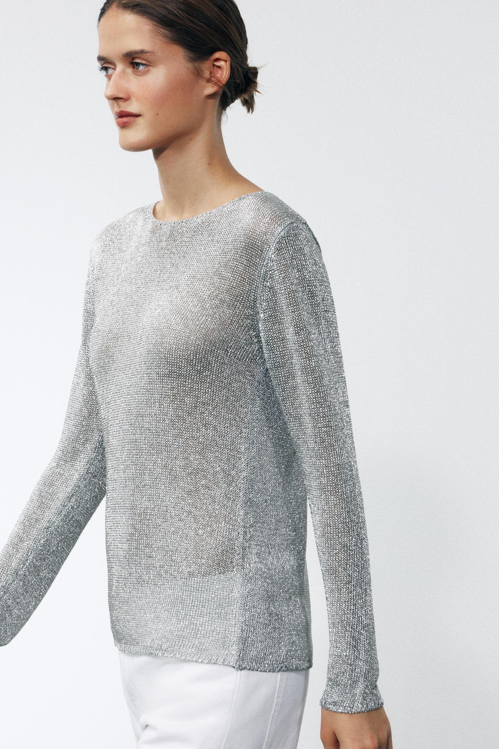 METALLIC KNIT SWEATER Product Image
