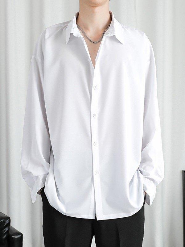 Men's Draped Long Sleeve Button Down Shirt Product Image