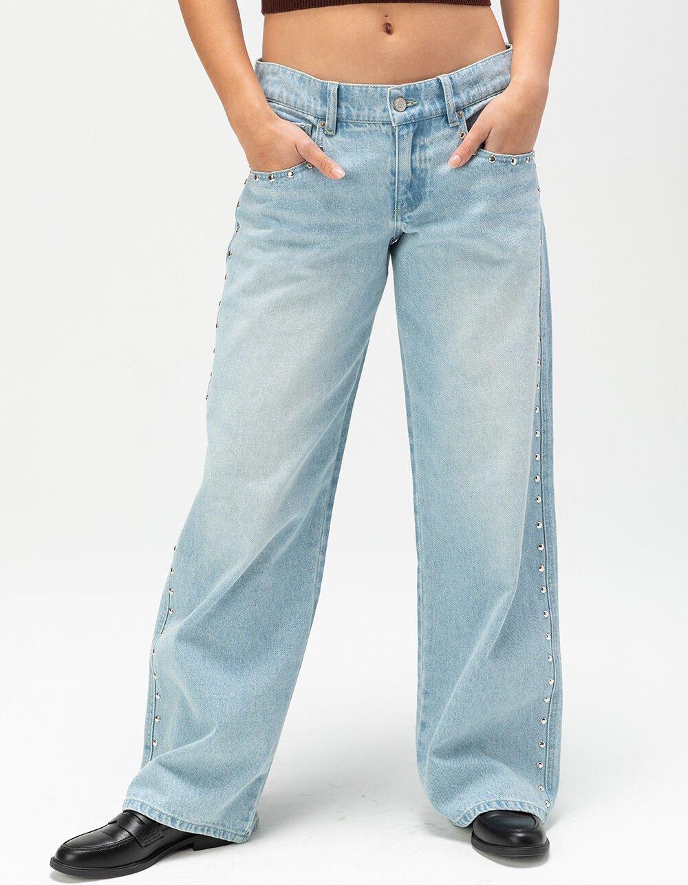 WEST OF MELROSE Low Rise Studded Womens Loose Jeans Product Image