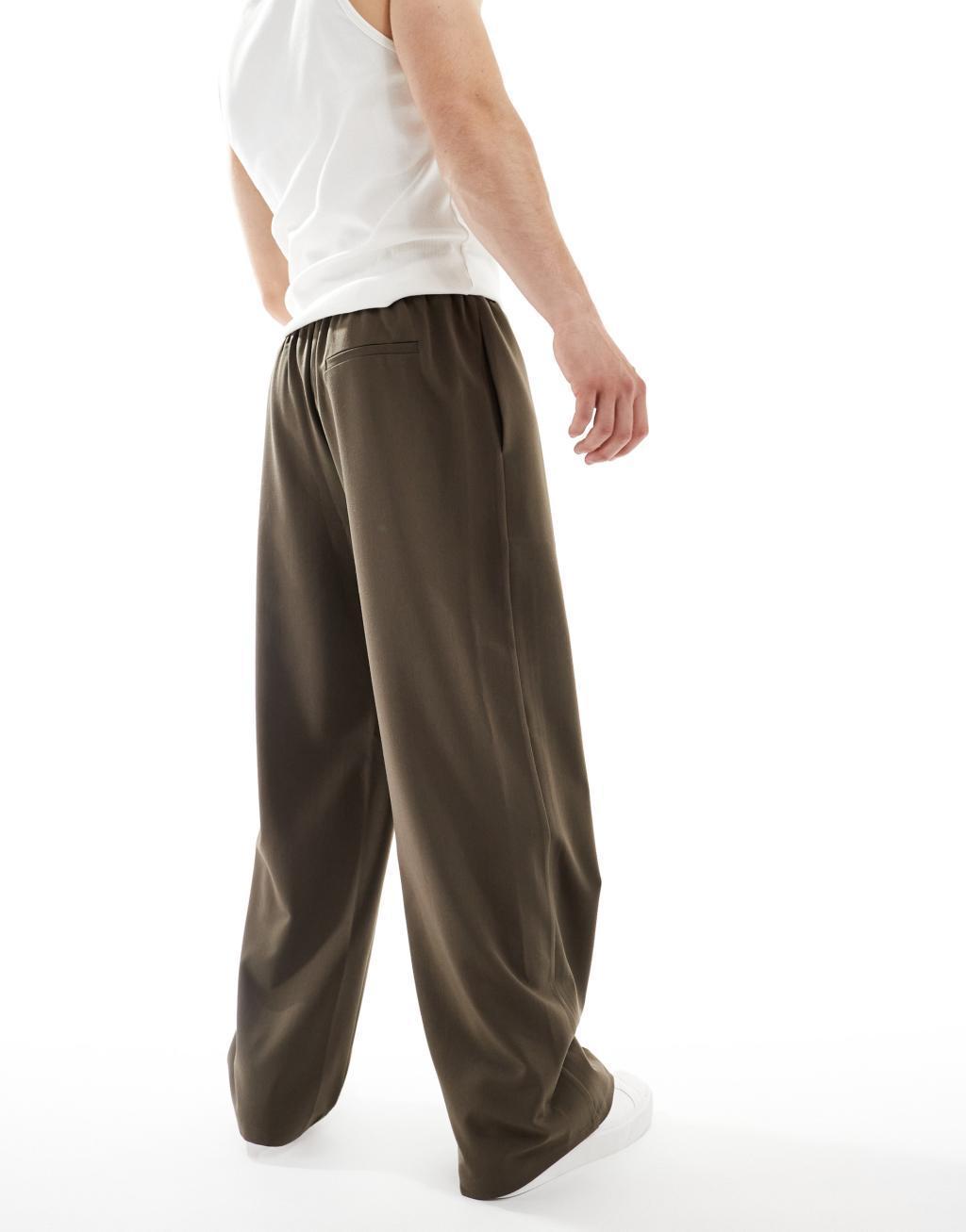 COLLUSION pull on baggy tailored sweatpants in brown Product Image