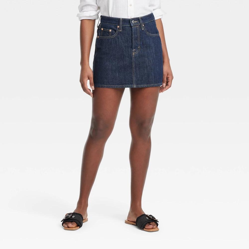 Womens Mid-Rise Mini Skirt - Universal Thread Dark Wash Product Image