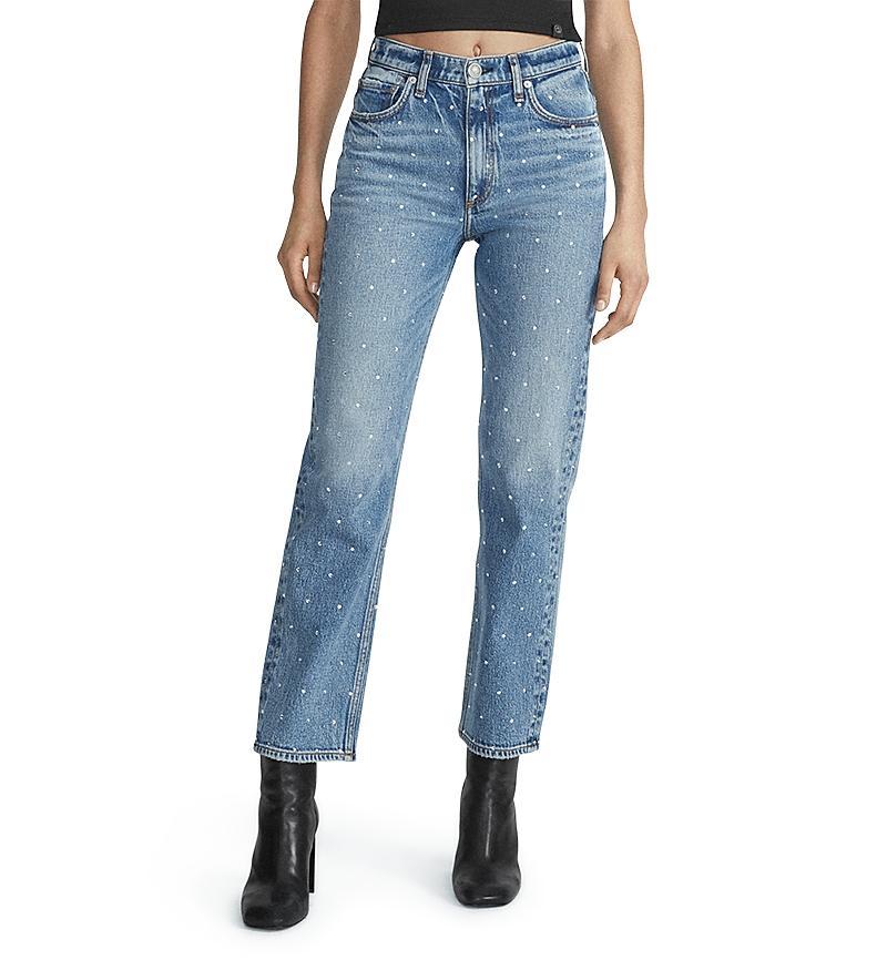 rag & bone Harlow Embellished Straight Jeans in Everly Jewel Product Image