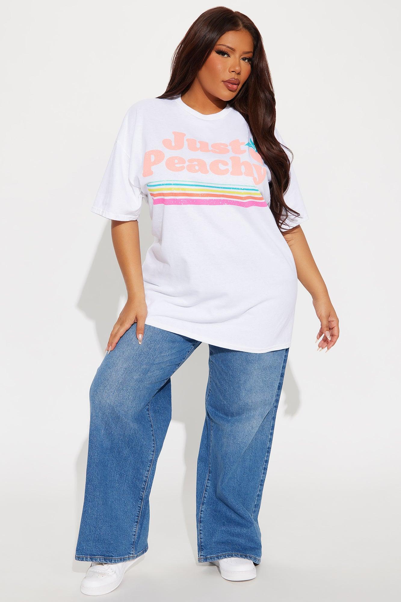 Just Peachy Oversized Tee - White Product Image
