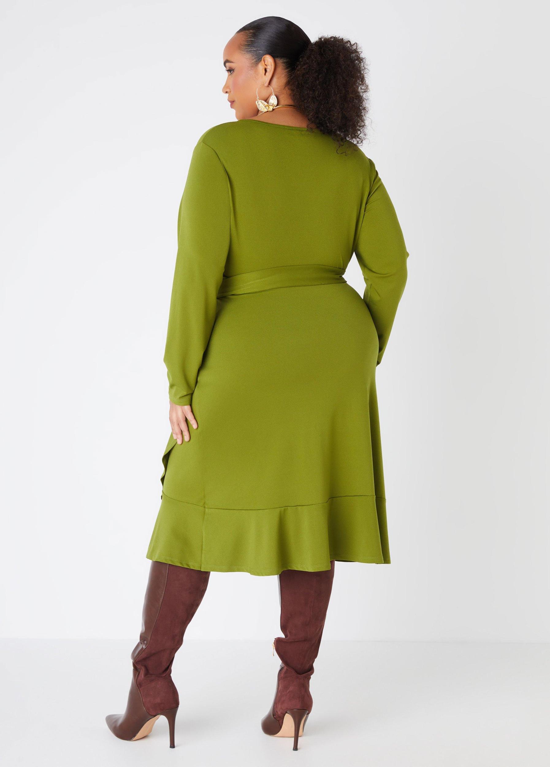 Flounced Faux Wrap Dress Product Image