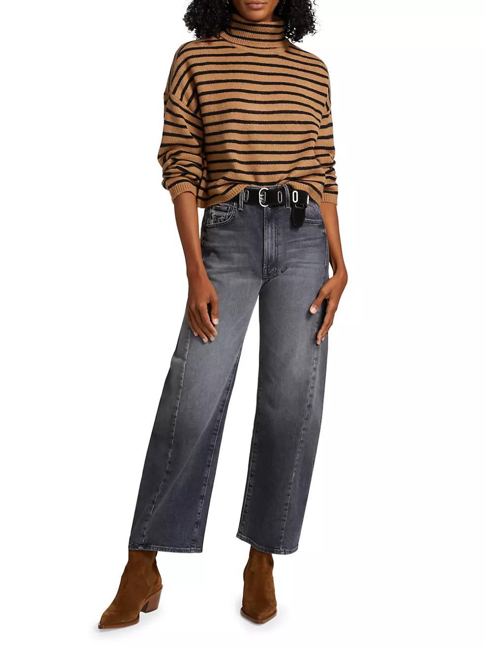 Striped Boxy Turtleneck Sweater Product Image