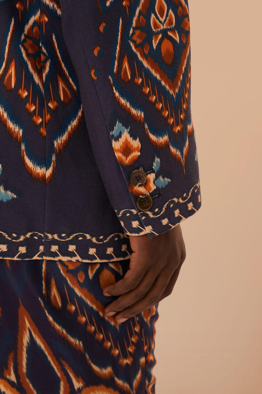 Blue Pineapple Ikat Blazer, PINEAPPLE IKAT BLUE / XS Product Image