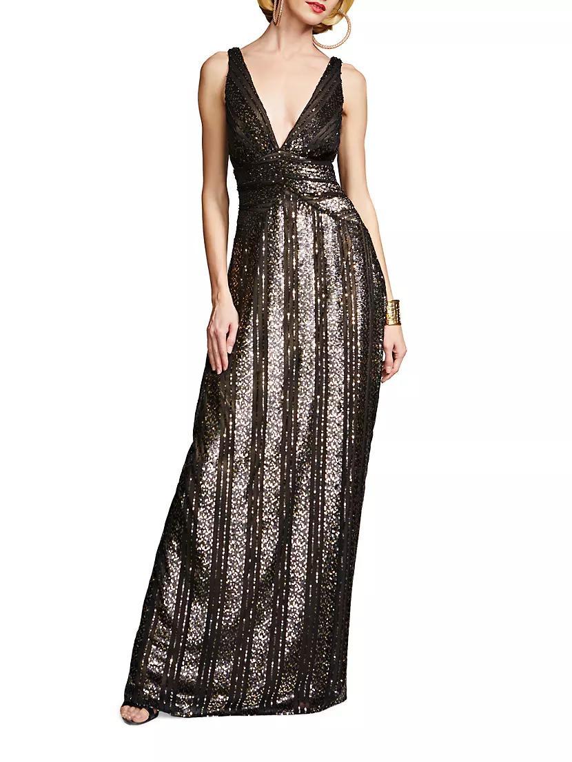 Esra Sequined V-Neck Gown Product Image