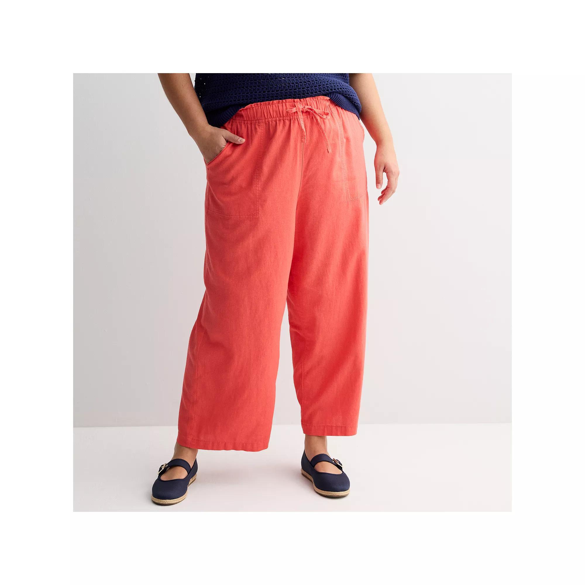 Plus Size Sonoma Goods For Life® Linen Wide Leg Ankle Pants, Women's, Size: 5XL, Blissful Product Image